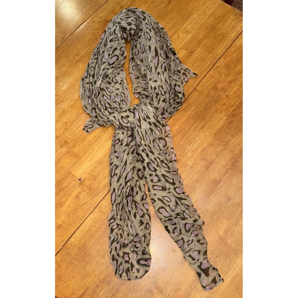 Lightweight Luxury Long Scarf Crinkle Wrap, Multi Color Animal Print 68x44”
